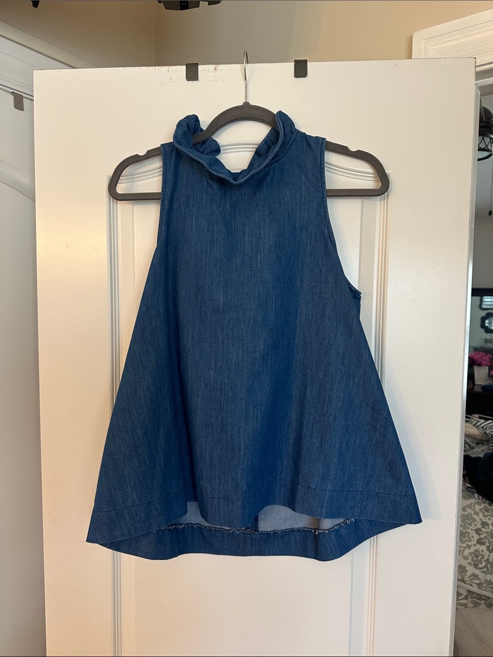 Pomander Place Sleeveless Denim Mock Neck Mason Top - denim Blue
